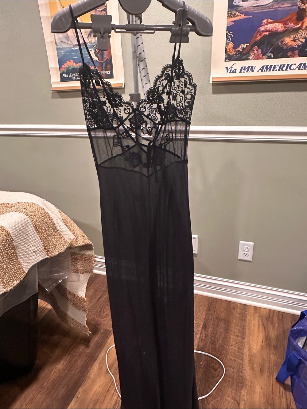 Black Lace Sheer Nightgown - Women Intimates